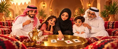 العائلة مجتمعة حول ألعاب المجلس